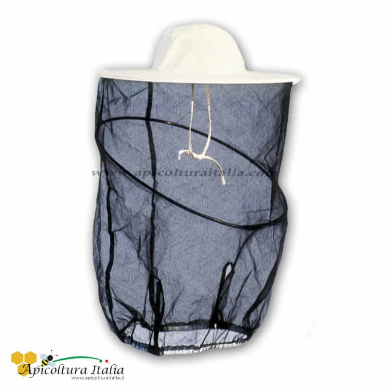 Maschera rotonda a cappello con tulle