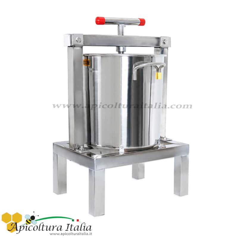 Torchio pressa Cera Miele INOX con contenitore chiuso con manici e rubinetto in acciaio INOX
